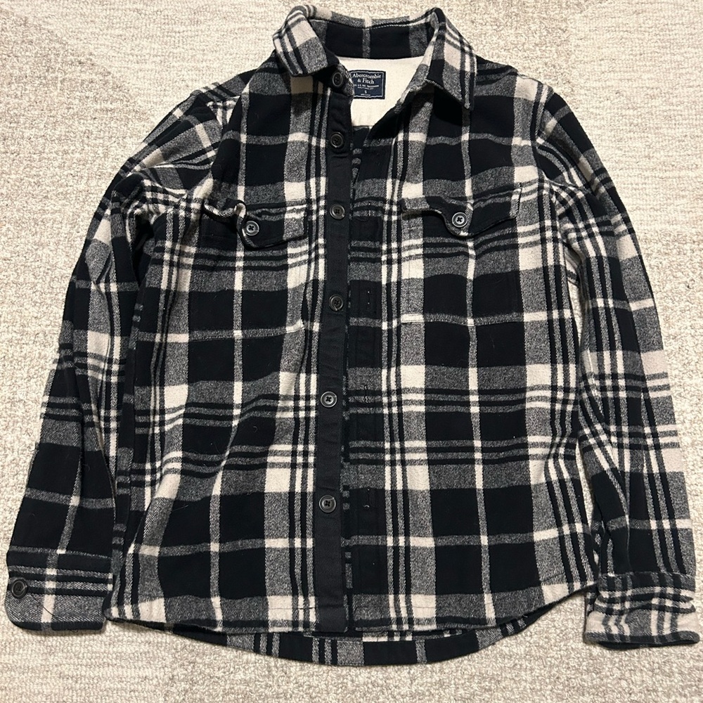 Black and White Plaid Men's Light Coat